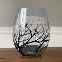Wine Glasses Hand Painted Four Seasons Tree Design