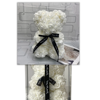 Foam Rose Teddy Bear About 9.8 Inches Tall with a Ribbon in Seven Colors