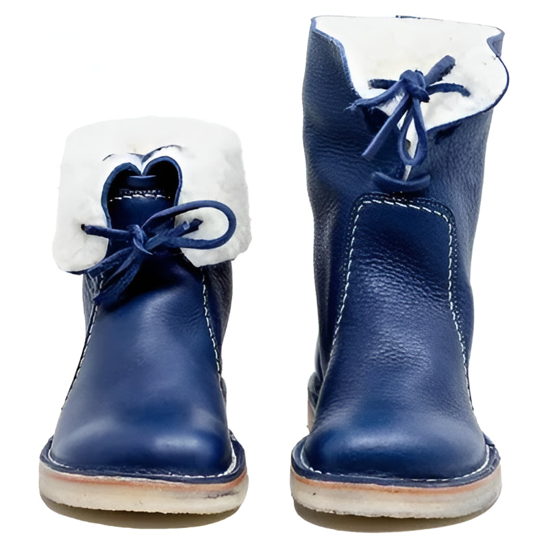 Lace Up Wool Lined Boots with Full Grain Upper and Crepe Rubber Sole