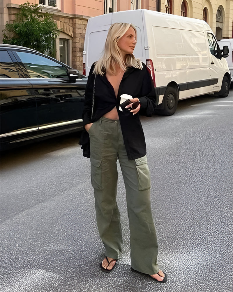 Cargo Pants with Adjustable Fit and Straight Leg