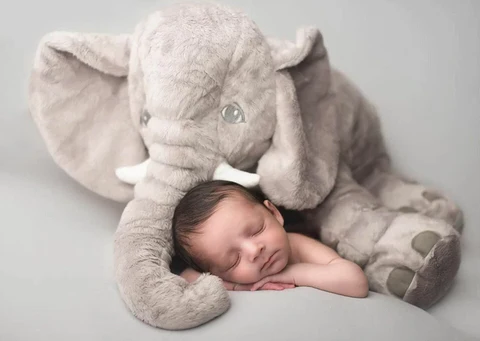 Plush Pillow With Baby Elephant Shape For Cuddling