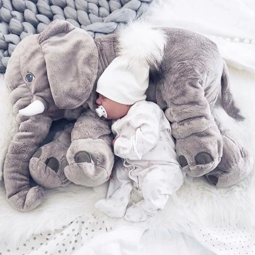 Plush Pillow With Baby Elephant Shape For Cuddling