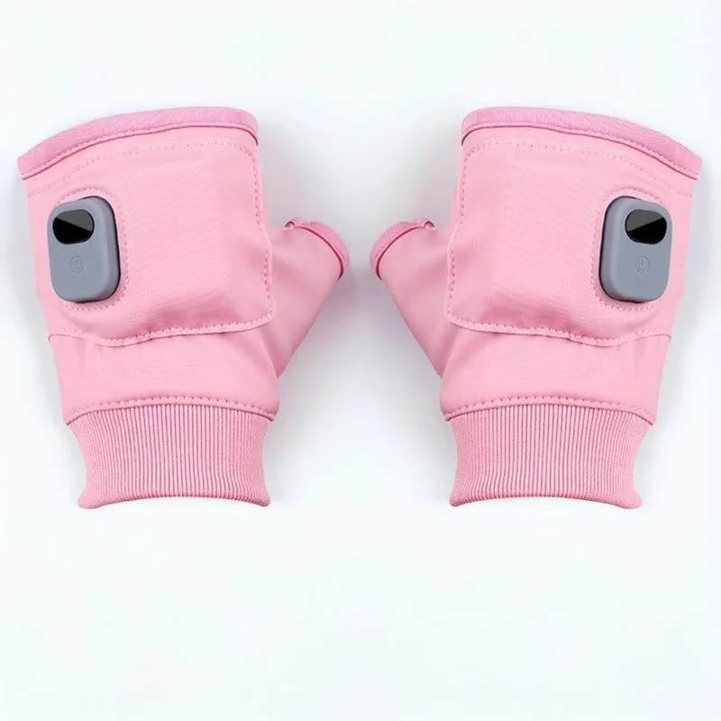 Fingerless Heated Gloves with Three Heat Settings, 1800 mAh Rechargeable Battery and a One Size Fit in Pink or Black