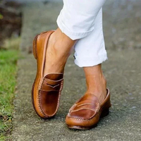 Women's Slip On Loafers with Round Toe and Low Heel, Synthetic