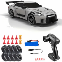 Four Wheel Drive Remote Control Car with LED Lights, Race and Drift Wheels and Mini Traffic Cones