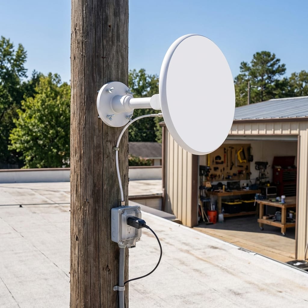 Outdoor HD TV Antenna with 360 Degree Omnidirectional Reception and Signal Amplifier, 40ft Cable