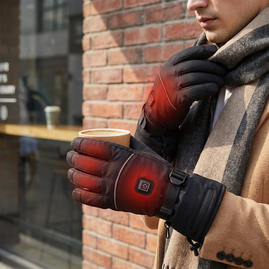 Heated Gloves with Carbon Fiber Heating and Three Heat Levels, Water Resistant