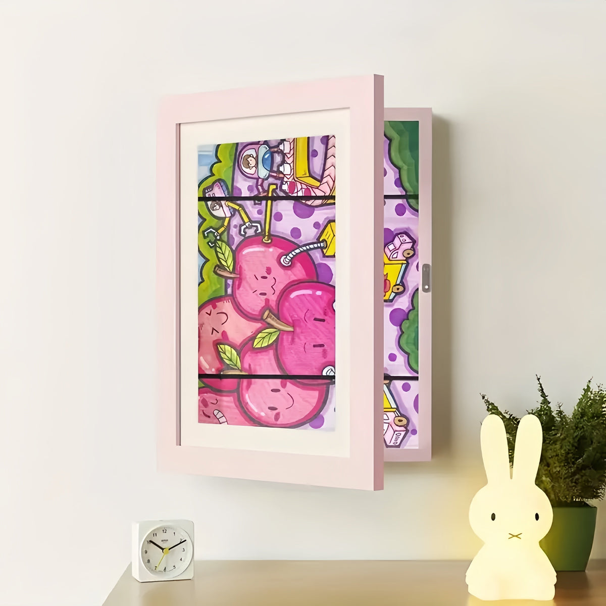 Children's Art Display Frame with Magnetic Latch and 150-Sheet Storage