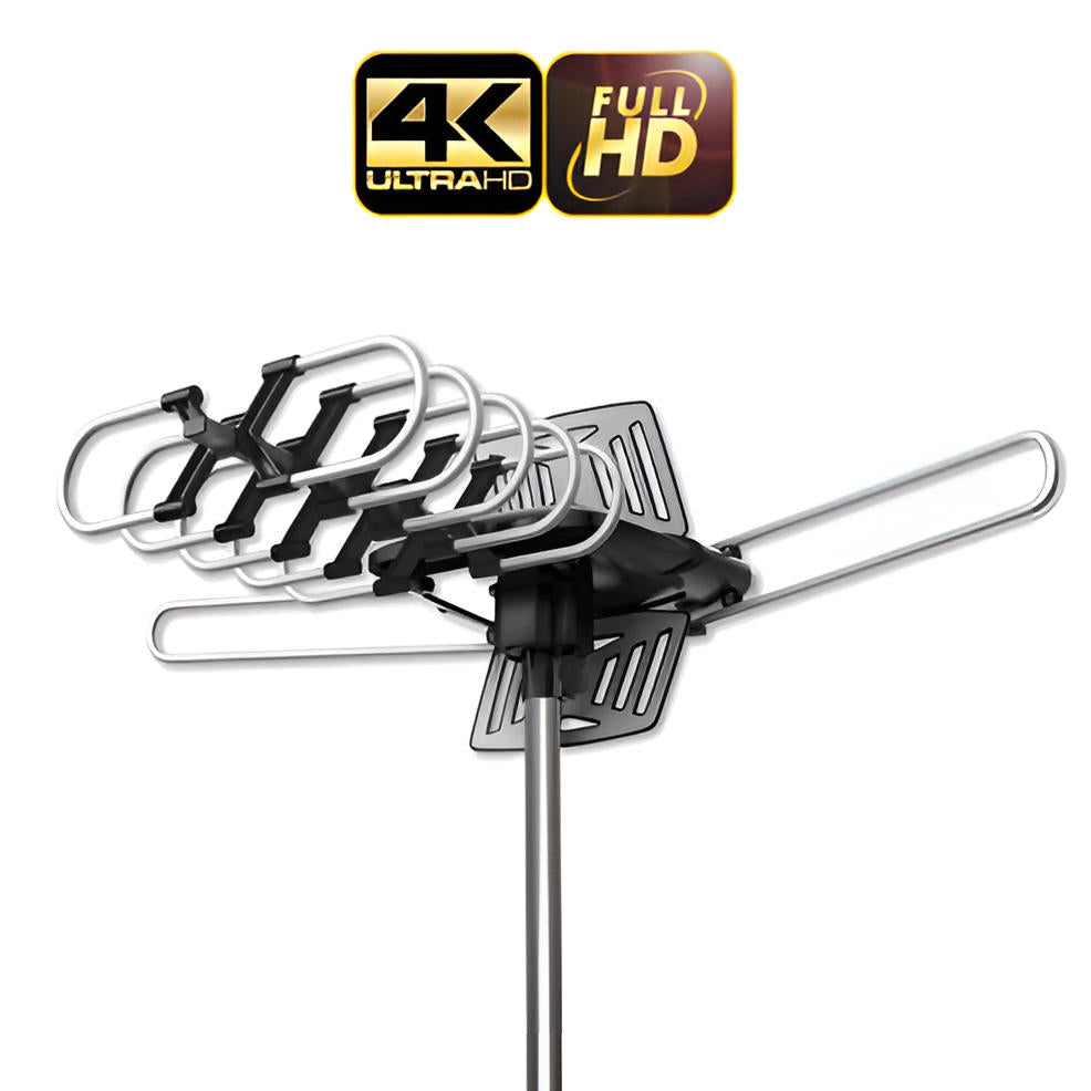 Remote Control Motorized TV Antenna with 360 Degree Rotation and Signal Amplifier, 33ft Cable