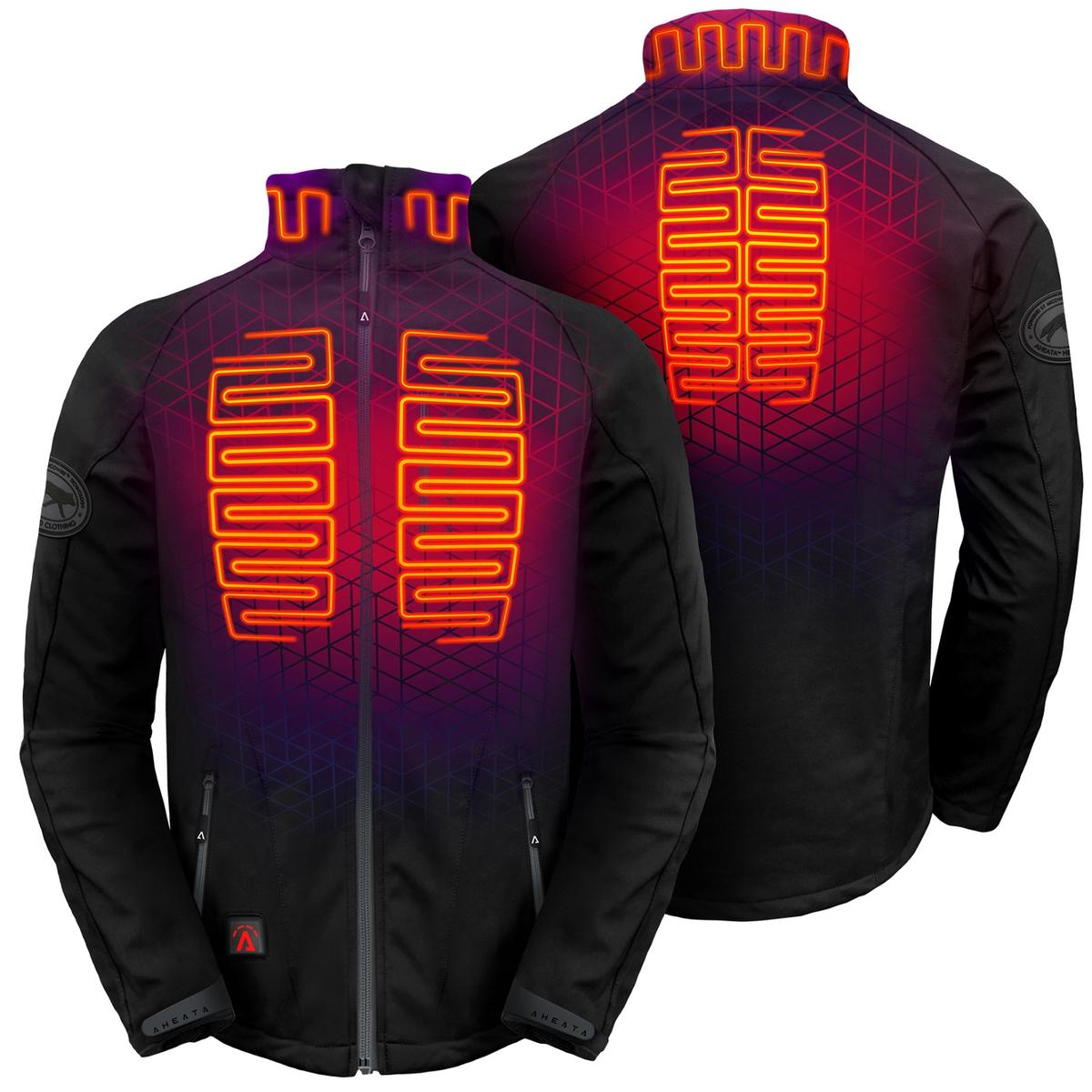 Mens Heated Softshell Coat with Touch Button Control and 7V Power Bank for Cold Weather