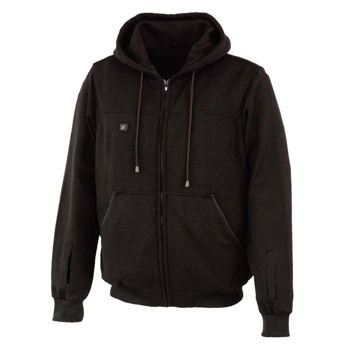 Rechargeable Heated Hoodie with Motorcycle Battery Connection and Three Temperature Settings
