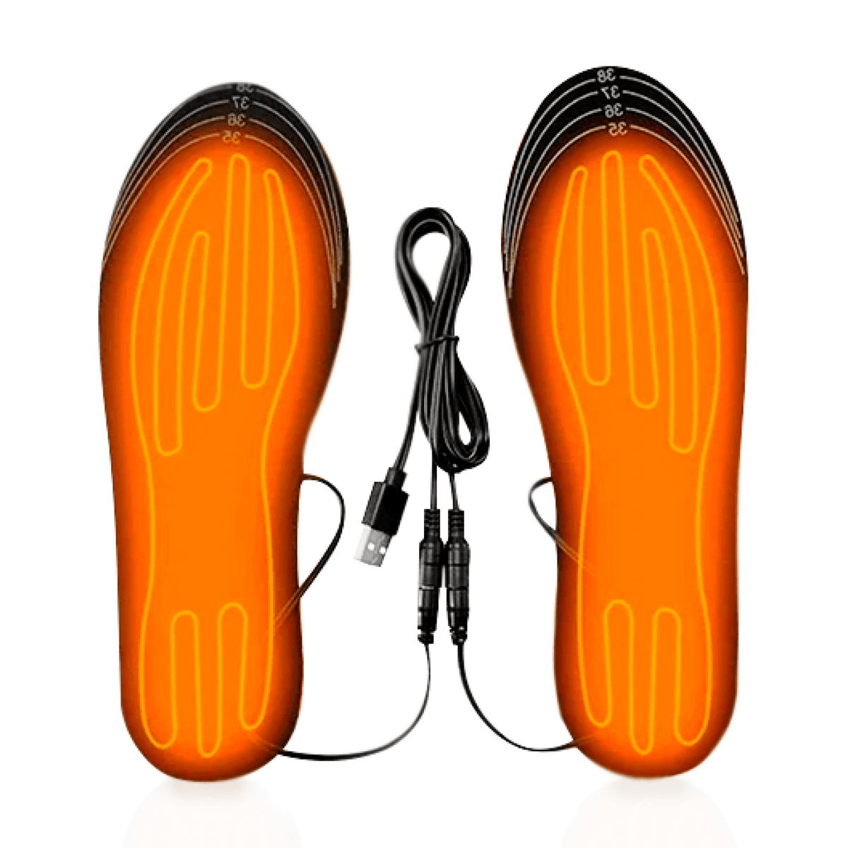 Rechargeable Heated Insoles with Dual Zone Heating and USB Charging, Trimmable US 4-12