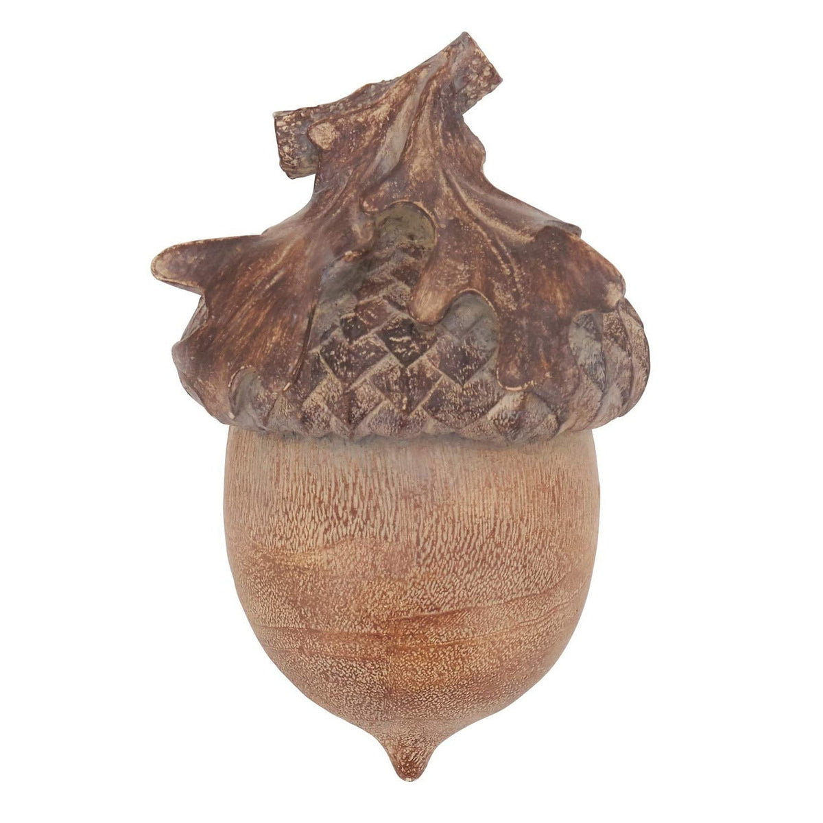 Resin Acorn Sculpture with Textured Cap and Flat Base, 5 Inches Tall