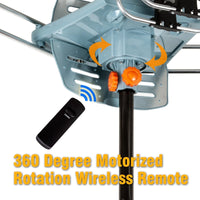 HDTV Antenna with Motorized 360 Degree Rotation and Mounting Pole