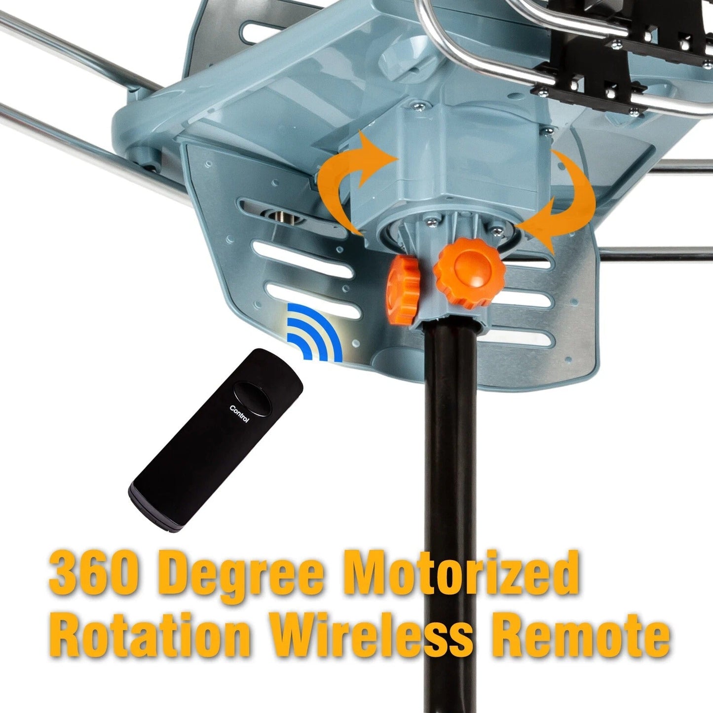 HDTV Antenna with Motorized 360 Degree Rotation and Mounting Pole