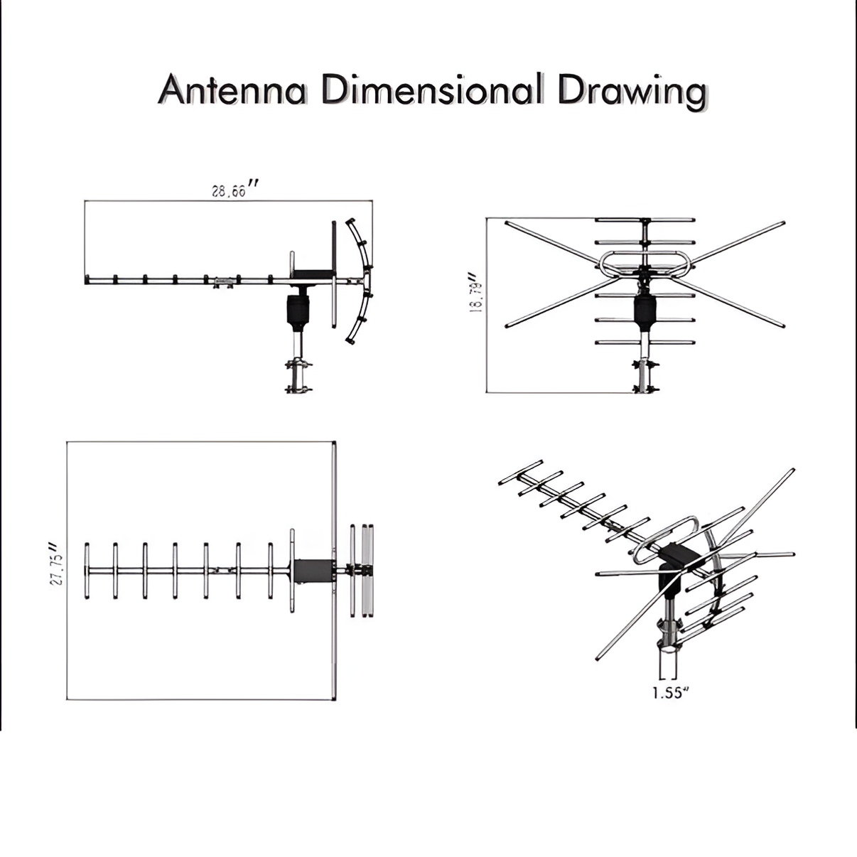 Outdoor Digital HDTV Antenna With 360 Degree Directional Motor