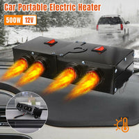 Twelve Volt 500 Watt Car Heater with PTC Ceramic Element, Four Air Outlets and Two Independent Switches