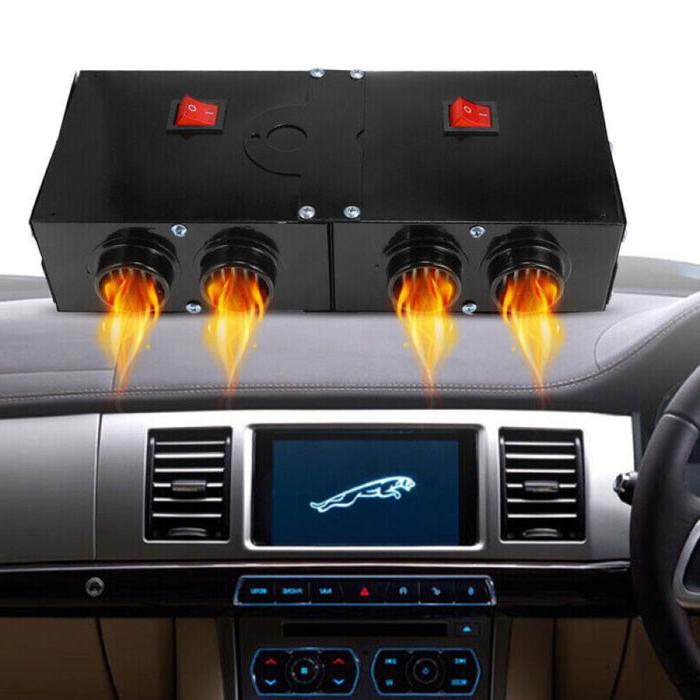 Twelve Volt 500 Watt Car Heater with PTC Ceramic Element, Four Air Outlets and Two Independent Switches