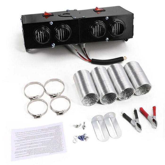 Twelve Volt 500 Watt Car Heater with PTC Ceramic Element, Four Air Outlets and Two Independent Switches