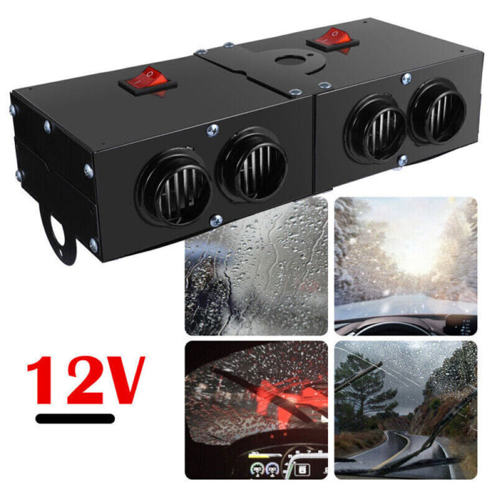 Twelve Volt 500 Watt Car Heater with PTC Ceramic Element, Four Air Outlets and Two Independent Switches