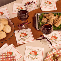Turkey Cocktail Napkins with Gold Foil Accents and Cream Base, 50-Count
