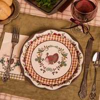 Iridescent Paper Plates with Autumn Patterns, Dual Size Set for Thanksgiving