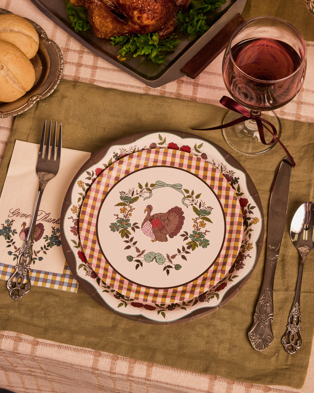 Iridescent Paper Plates with Autumn Patterns, Dual Size Set for Thanksgiving
