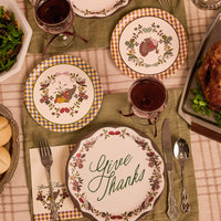 Iridescent Paper Plates with Autumn Patterns, Dual Size Set for Thanksgiving