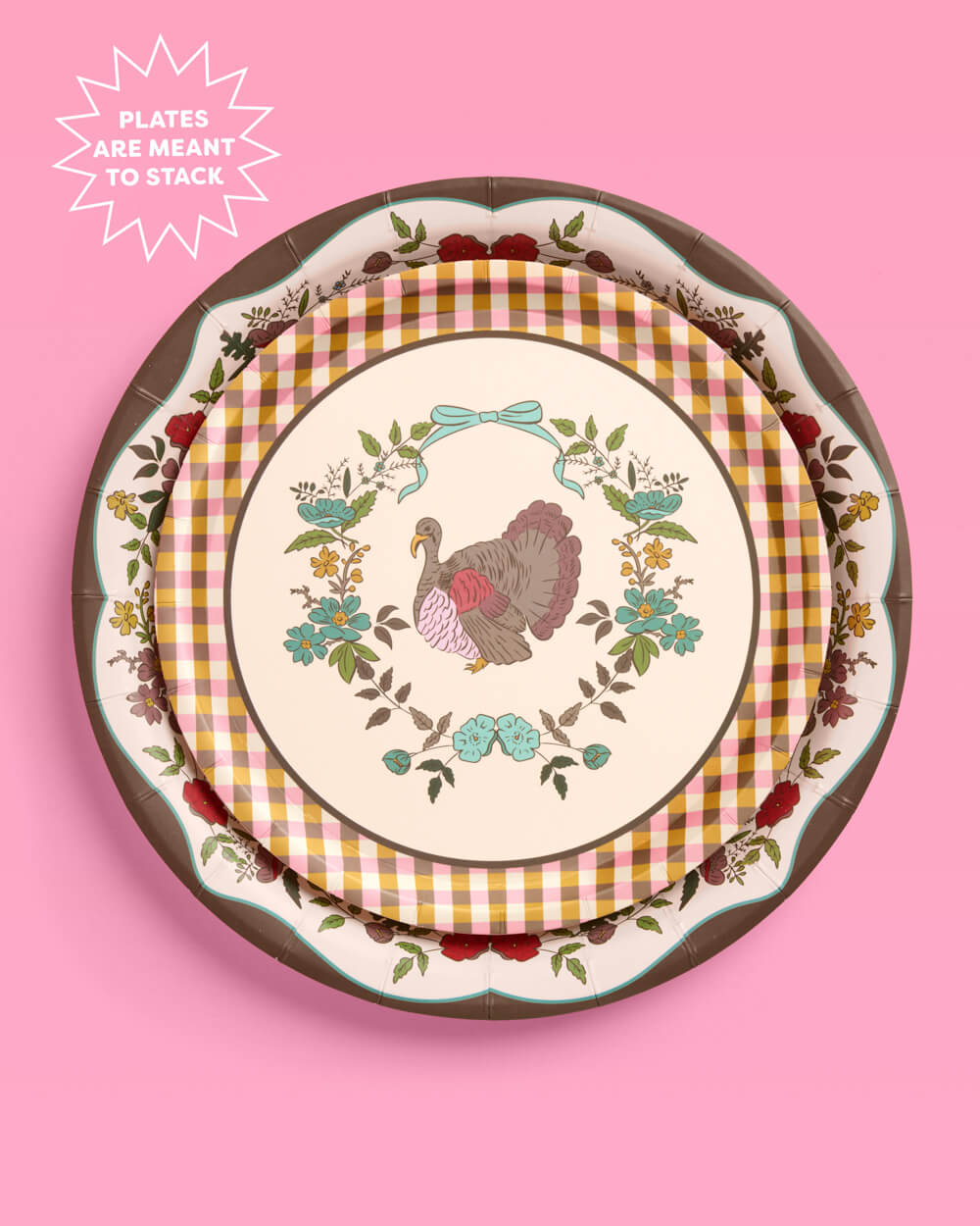 Iridescent Paper Plates with Autumn Patterns, Dual Size Set for Thanksgiving