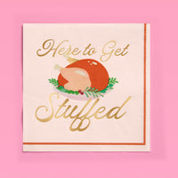 Turkey Cocktail Napkins with Gold Foil Accents and Cream Base, 50-Count