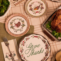 Iridescent Paper Plates with Autumn Patterns, Dual Size Set for Thanksgiving