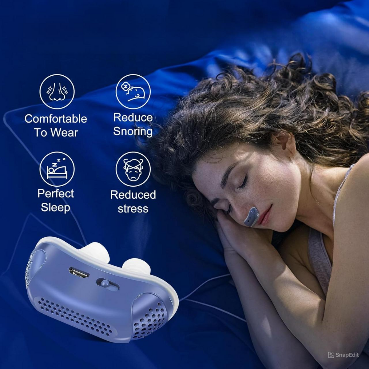 Nasal Breathing Device with Silicone Buds and Electric Pump for Sleep Apnea