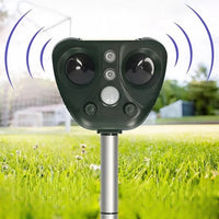Solar Ultrasonic Bird Repeller with Motion Sensor and LED Flashing, 30ft Range