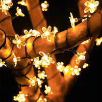 Solar Cherry Blossom String Lights with 50 Bulbs and Copper Wire, 5 Meter Length All Vera Mart