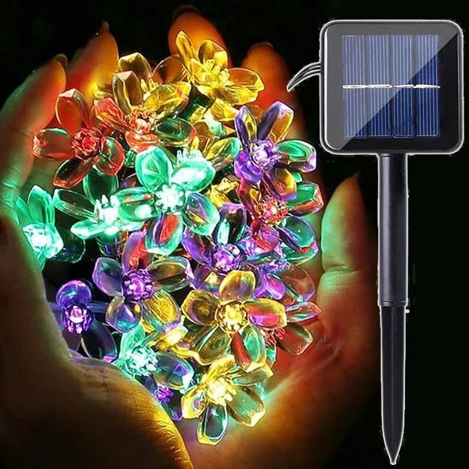 Solar Cherry Blossom String Lights with 50 Bulbs and Copper Wire, 5 Meter Length All Vera Mart