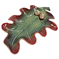 Ceramic Oak Leaf Serving Platter with Raised Border