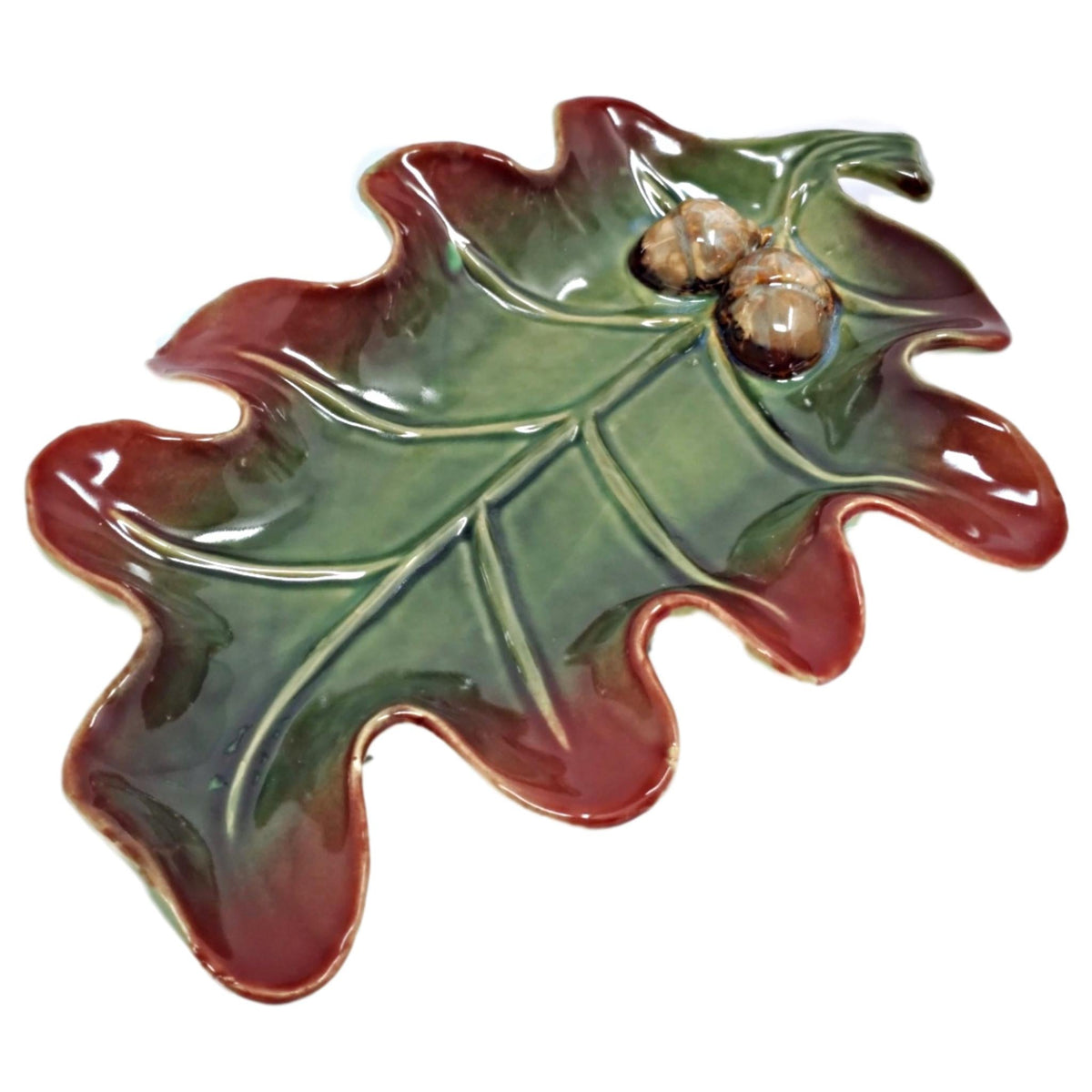 Ceramic Oak Leaf Serving Platter with Raised Border