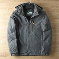 Windproof Hooded Jacket with Insulated Lining and Zippered Front Pockets