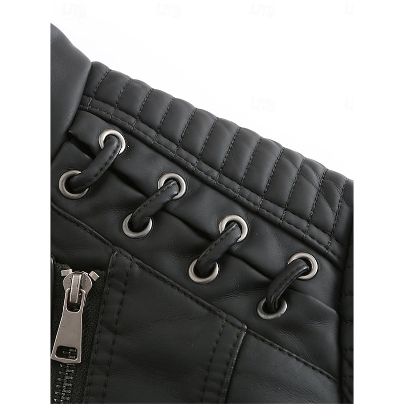 Womens Tailored Biker Jacket with a Structured Silhouette in Black, Khaki, Red or Pink
