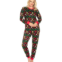 Womens Cookie Cutter Christmas Pajama Set with Crew Neck Top and Pockets
