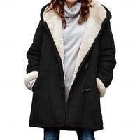 Winter Hooded Coat with Button Front and Adjustable Hood for Cold Weather