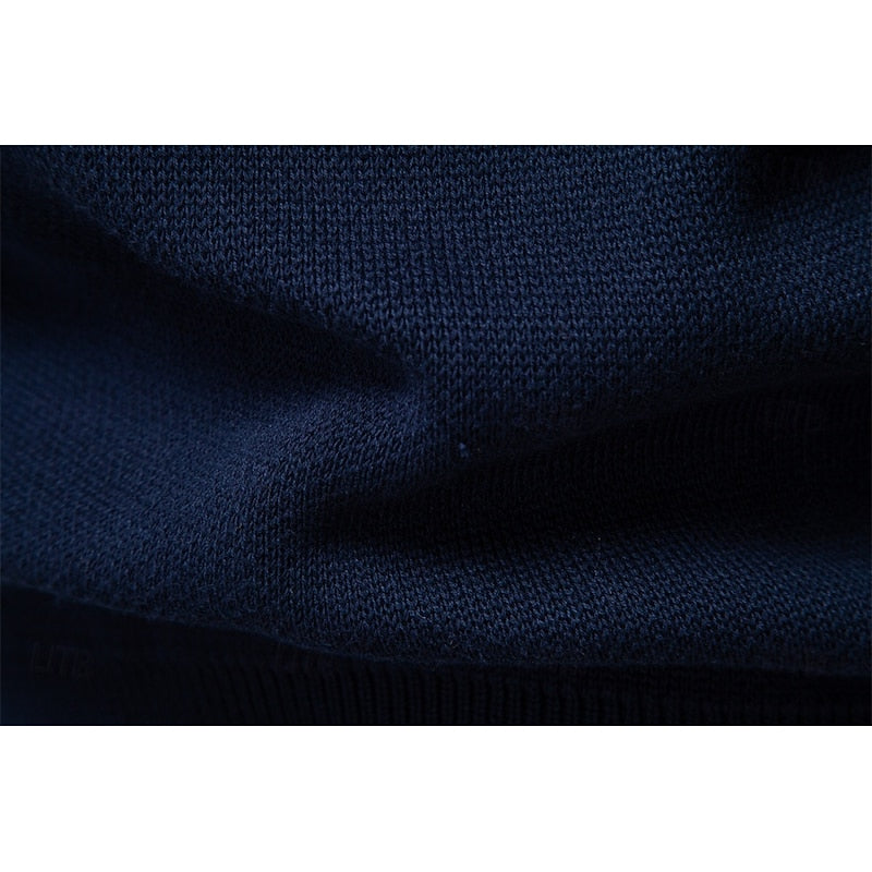 Mens Fair Isle Zip Up Cardigan with Stand Up Collar and Regular Fit in Navy Blue, Khaki and Military Green
